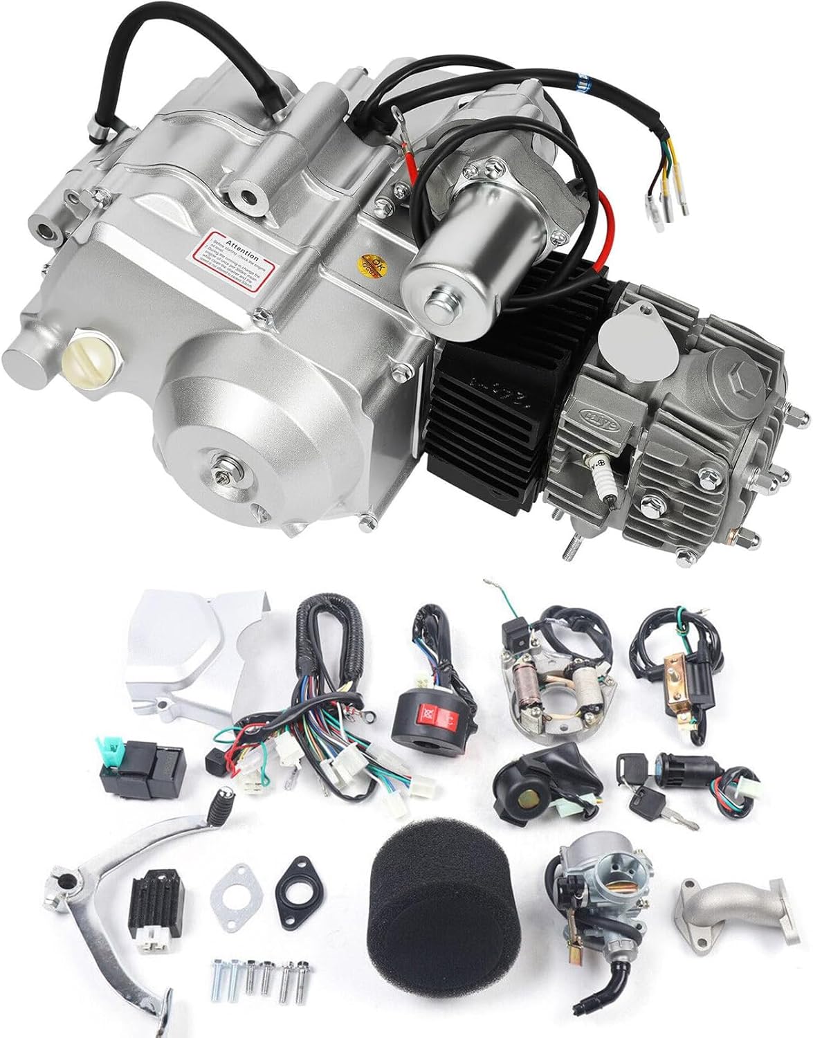 150CC 4 Stroke Engine Motor, Gy6 Single Cylinder Complete Engine Kit for 110cc-150cc Atvs and Go Karts and 11" Long Box Engine Size Scooters High-Flow Oil Pump CVT Carburetor Top Mount