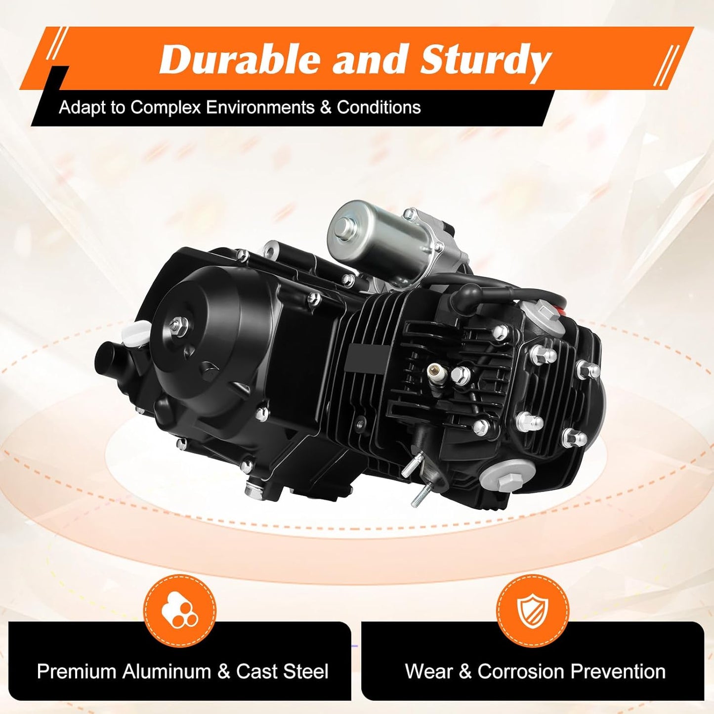 150CC 4 Stroke Engine Motor, Gy6 Single Cylinder Complete Engine Kit for 110cc-150cc Atvs and Go Karts and 11" Long Box Engine Size Scooters High-Flow Oil Pump CVT Carburetor Top Mount