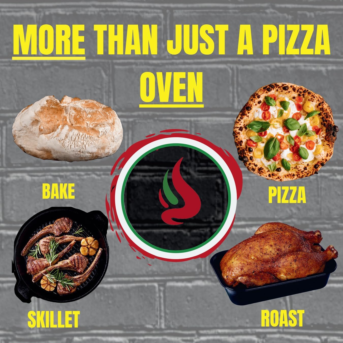 MAPZ-SS 12000 BTU Multi-Fuel Countertop Table Top Stainless Steel Portable Outdoor Cooking Kitchen Backyard Propane Gas Pizza Making Baking Oven Roasting Grill - Pizza Stone Included