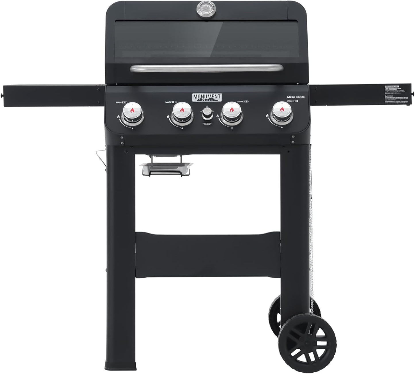 Grills 4-Burner Liquid Propane Gas Grill, Silver Stainless Steel Grill Outdoor Patio Garden Barbecue Grill with Clearview庐 Lid and One Foldable Shelf, Mesa400MF