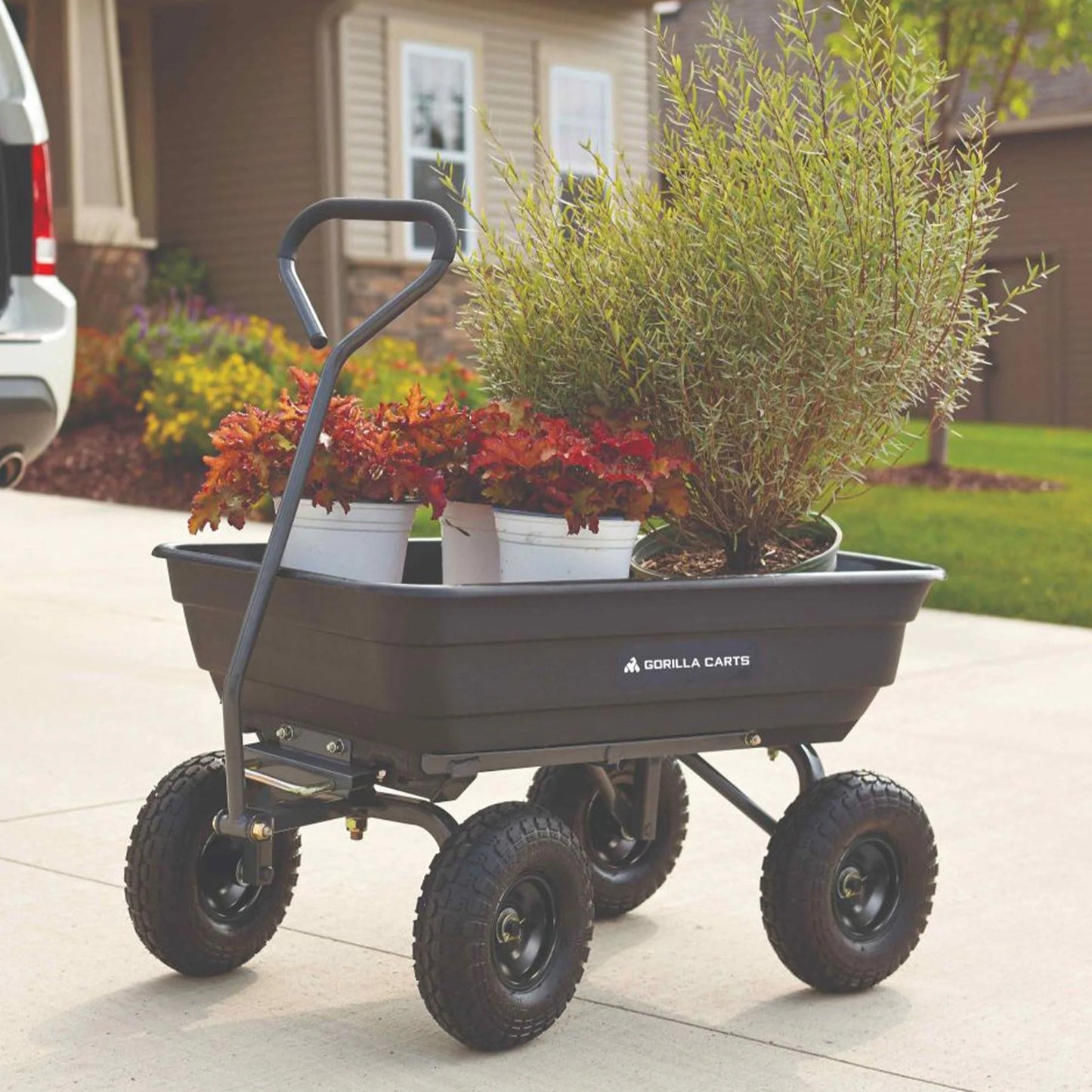 Poly Garden Dump Cart with Easy to Assemble Steel Frame