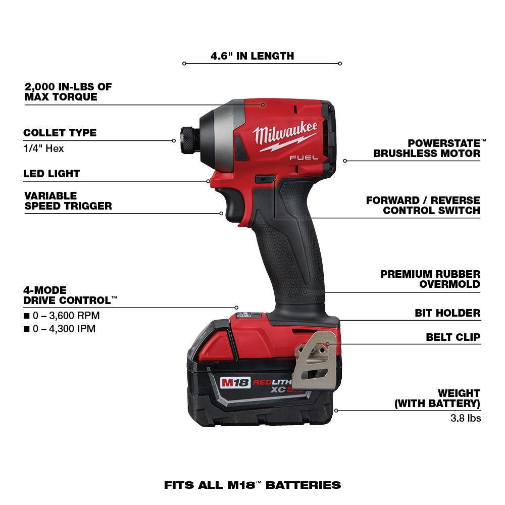 18V M18 Lithium-Ion Brushless Cordless 7-Tool Combo Kit 5.0 Ah