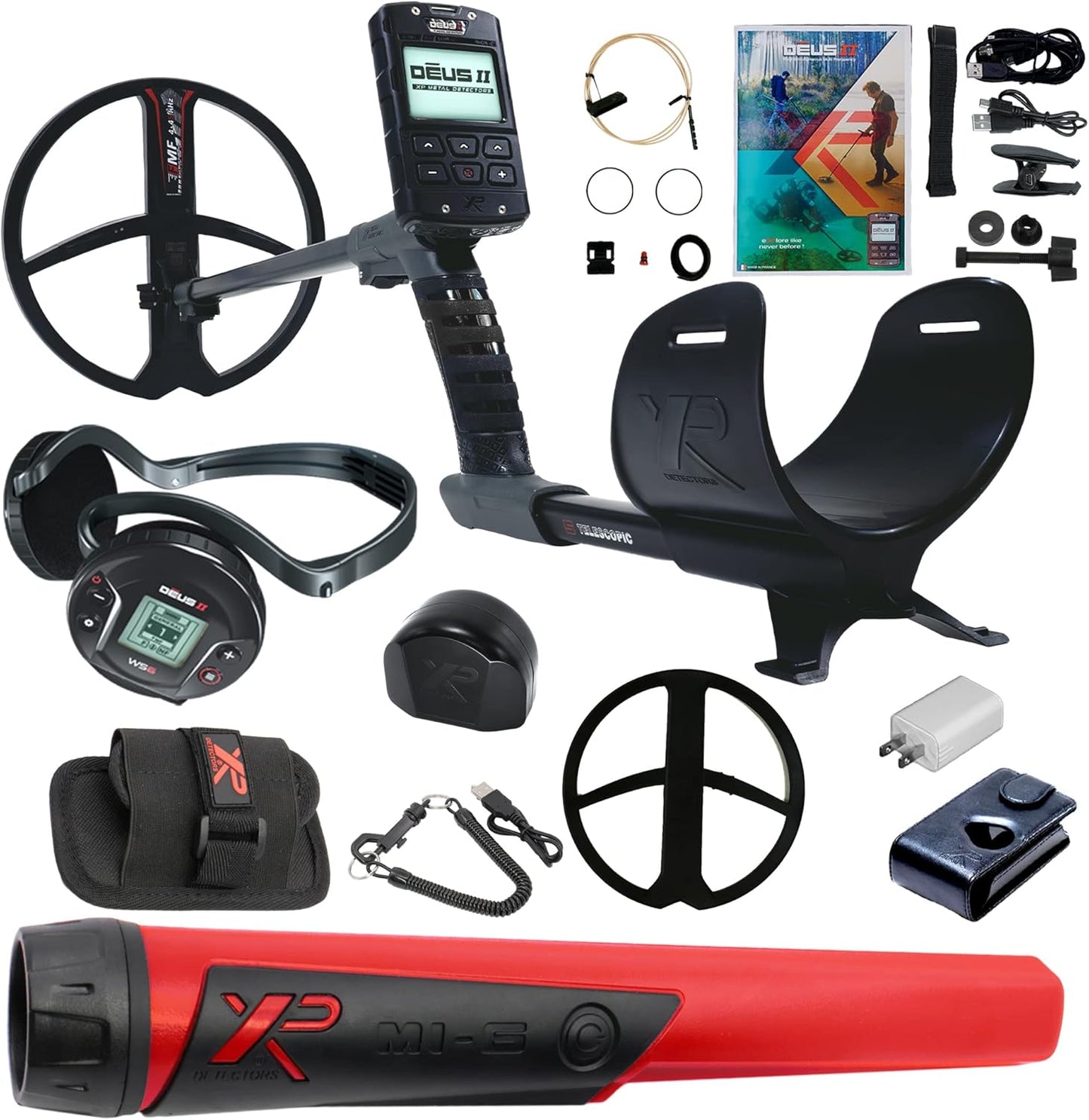 Fast Multi Frequency Metal Detector with 11'' FMF Search Coil and MI-6 Pinpointer, Black