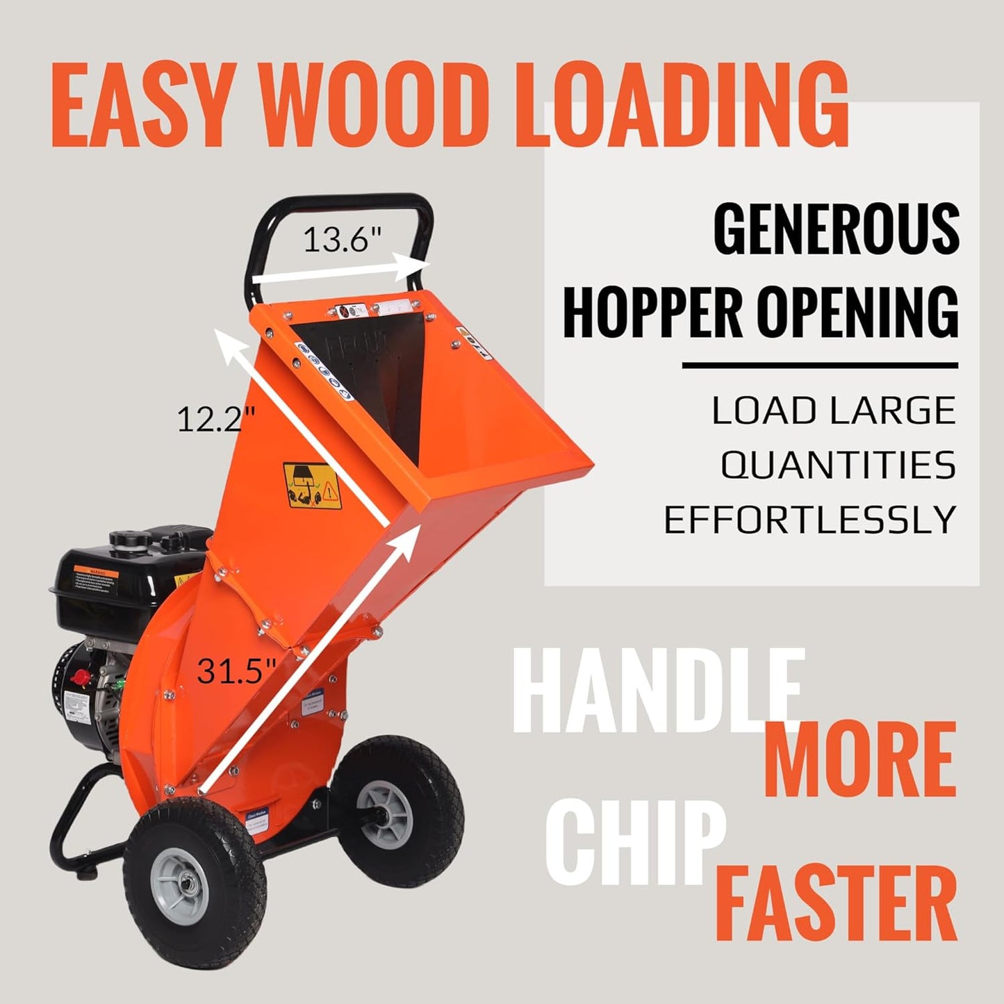 C40 Wood Chipper 4" inch Max Diameter Capacity 9 HP 274cc Gas Powered Engine Heavy Duty Shredder Mulcher