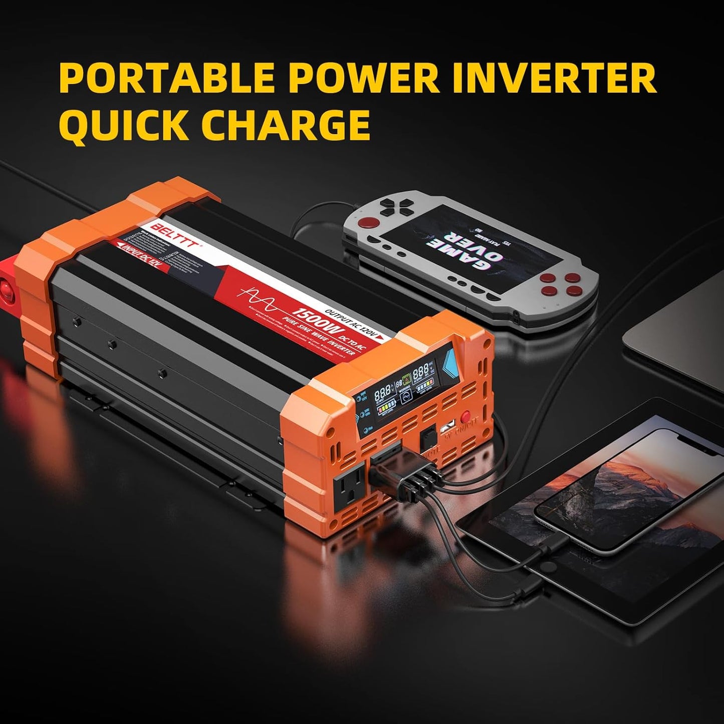 2000W Pure Sine Wave Inverter, Car Power Inverter 12V to 120V AC Converter for RV, Truck, Solar, Outdoor with Dual AC and 20A Socket, 5V 2.1A USB, Surge 4000W, Hardwire Port, Remote Controller
