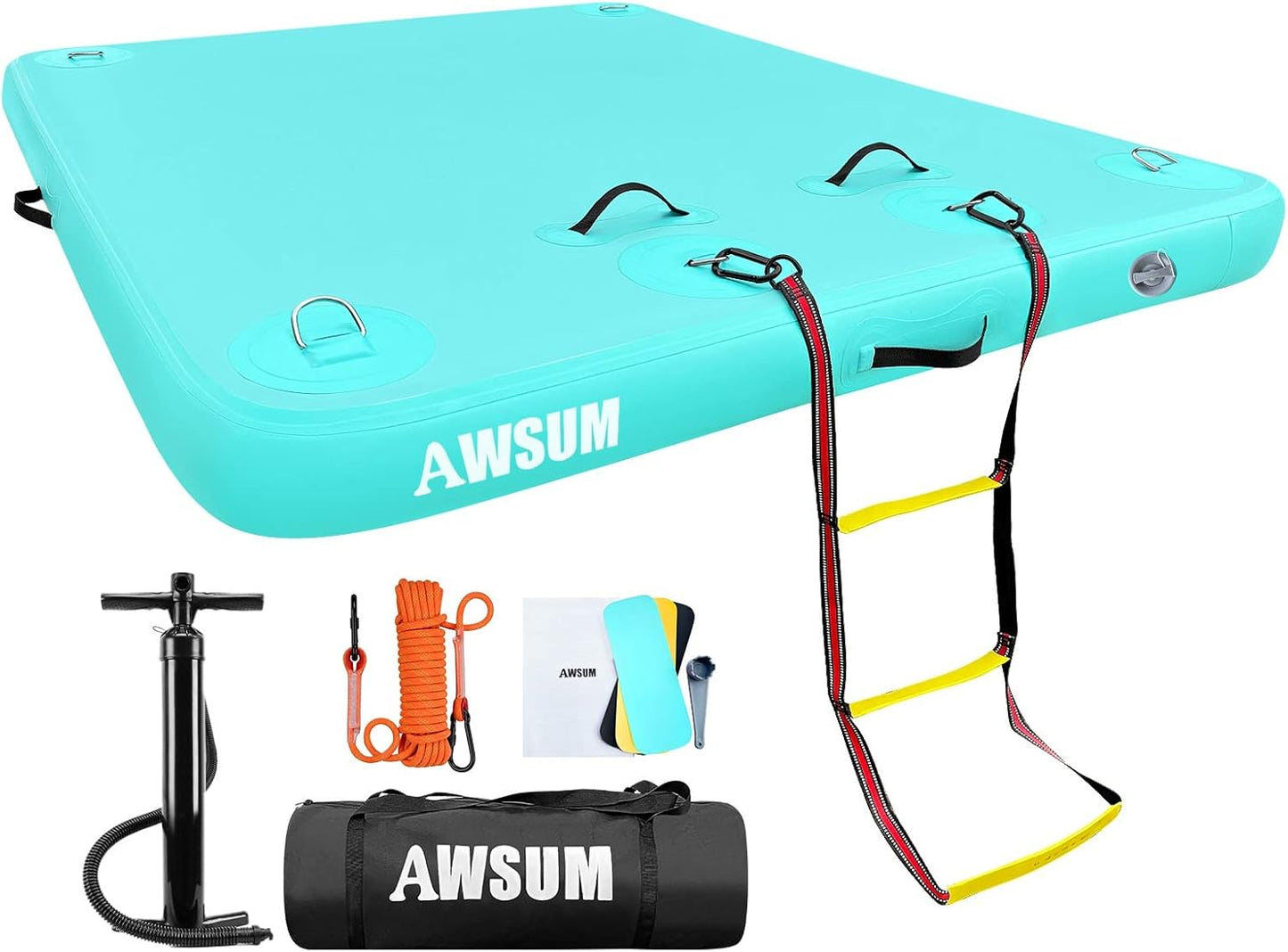 Inflatable Floating Dock Air Dock Platform Floating Island Raft with None-Slip Surface for Pool Beach Ocean