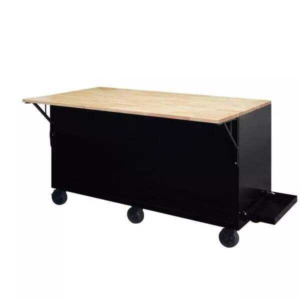 62 IN. 12-DRAWER MOBILE WORKBENCH WITH FULL LENGTH EXT TABLE IN ALL BLACKED OUT