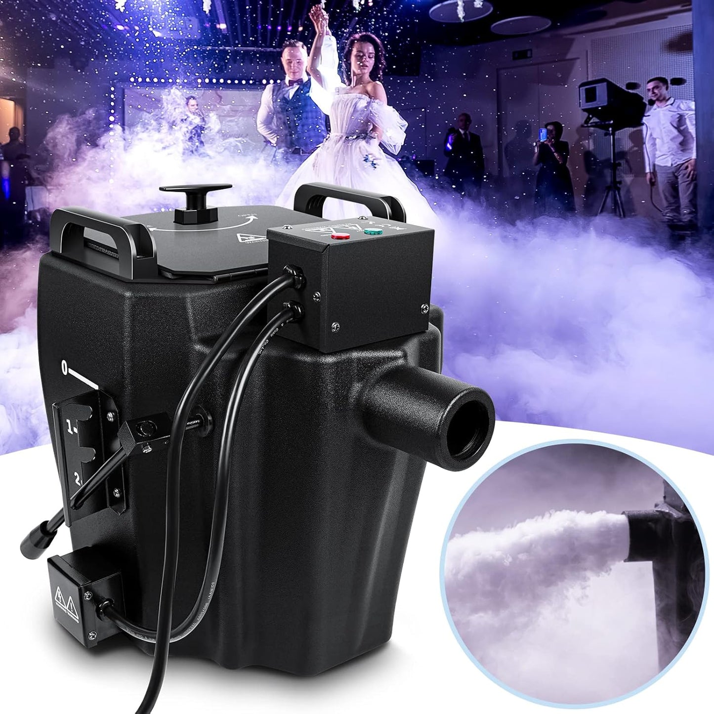 Dry Ice Fog Machine, 3500W Low Lying Fog Machine, Dry Ice Machine with Tube Nozzle High Density Fog Smoke for Wedding Party Events Stage Concert Club Performance DJ (Black)