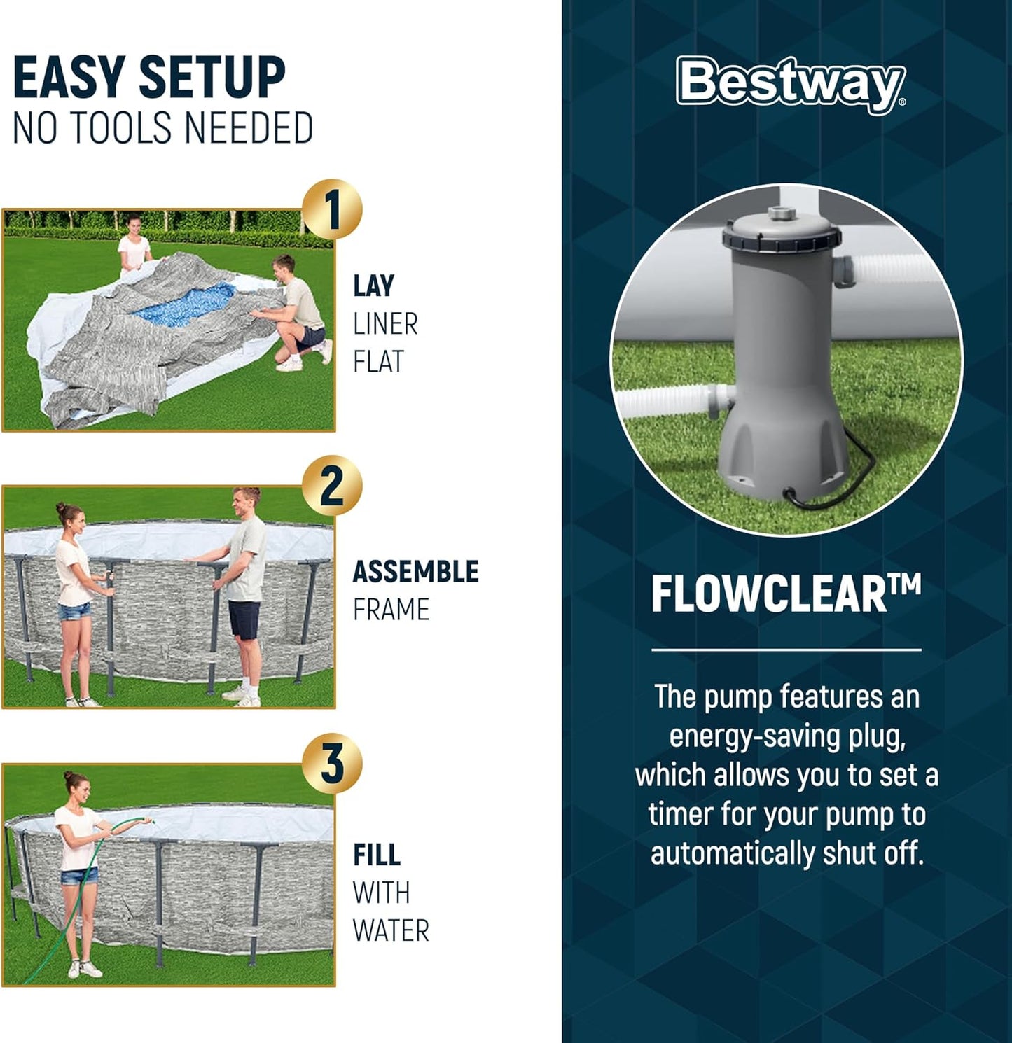 Above Ground Swimming Pool w/ Pump, Cover, & Ladder, 14' x 48", Steel Pro MAX, Gray - Backyard Outdoor Round Pool w/ Filter, 42-Inch Deep Water