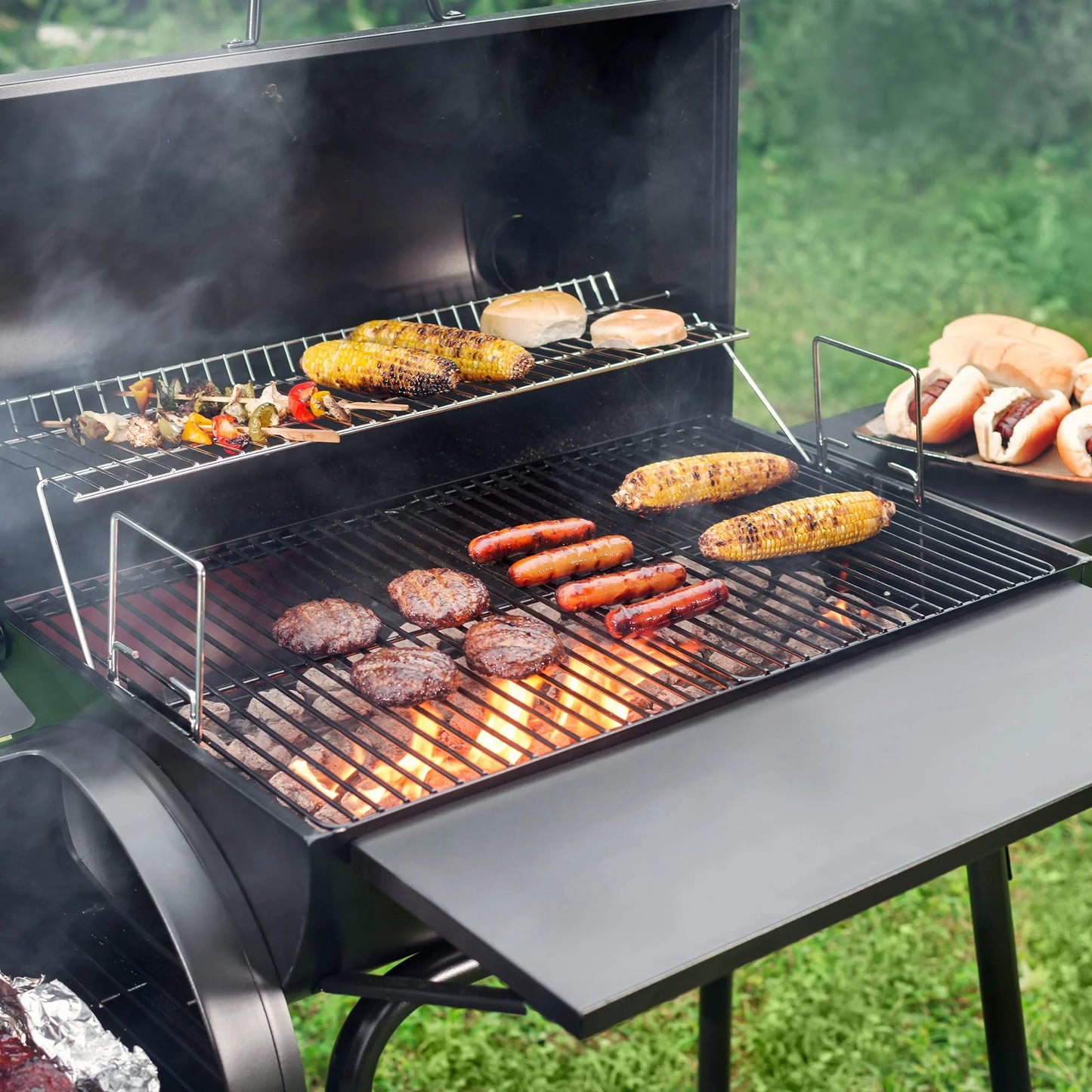 Gourmet 30" BBQ Charcoal Grill and Offset Smoker