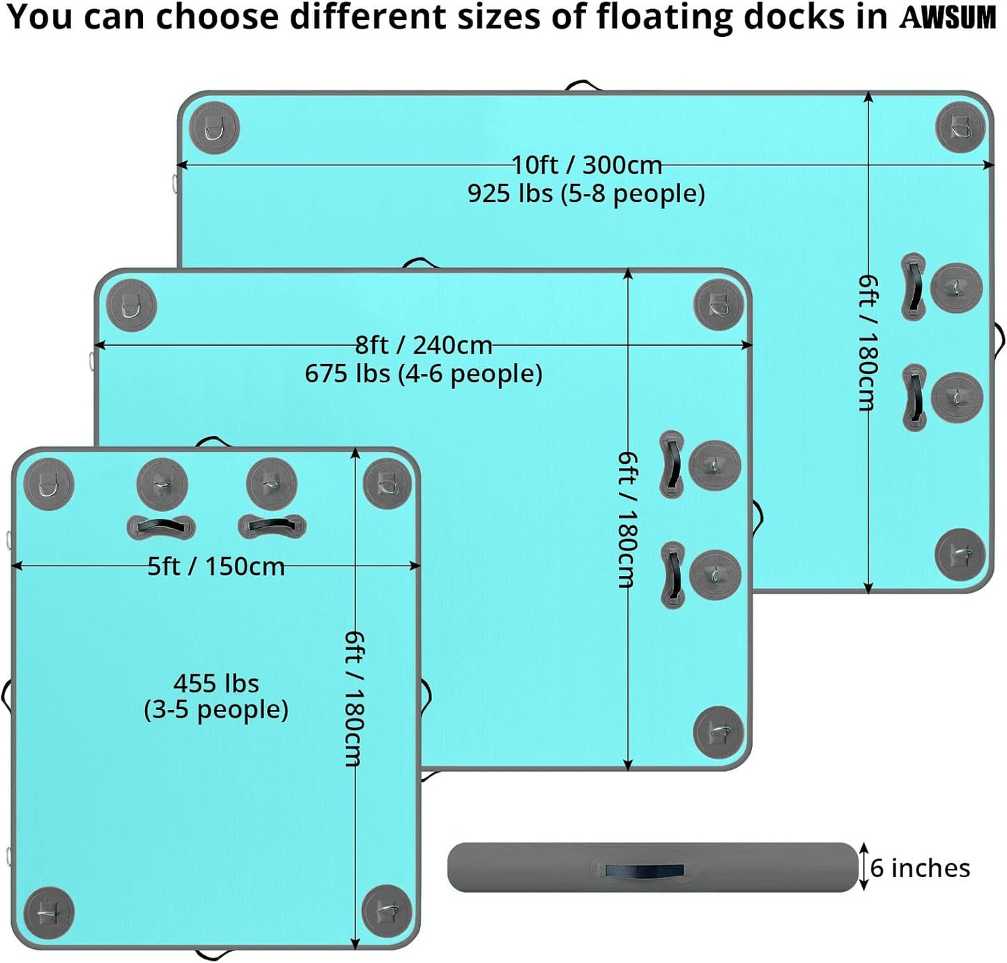 Inflatable Floating Dock Air Dock Platform Floating Island Raft with None-Slip Surface for Pool Beach Ocean