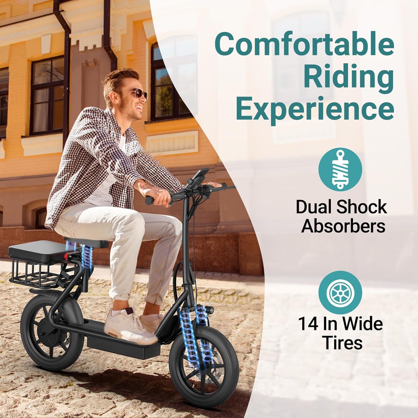 Electric Scooter Adults,Max 19/27/49 Miles Ranges,Top Speed 19/22 mph,350/750W Peak Motor, Folding E-Scooter with Dual Braking Dual Suspension