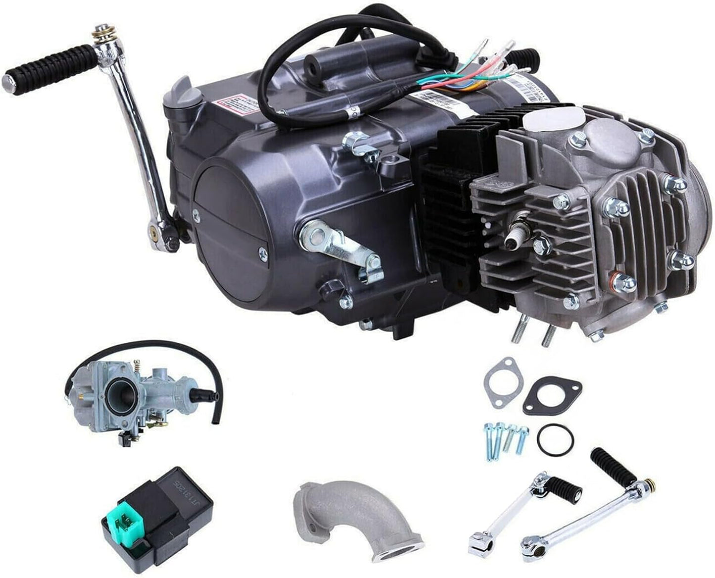 150CC 4 Stroke Engine Motor, Gy6 Single Cylinder Complete Engine Kit for 110cc-150cc Atvs and Go Karts and 11" Long Box Engine Size Scooters High-Flow Oil Pump CVT Carburetor Top Mount