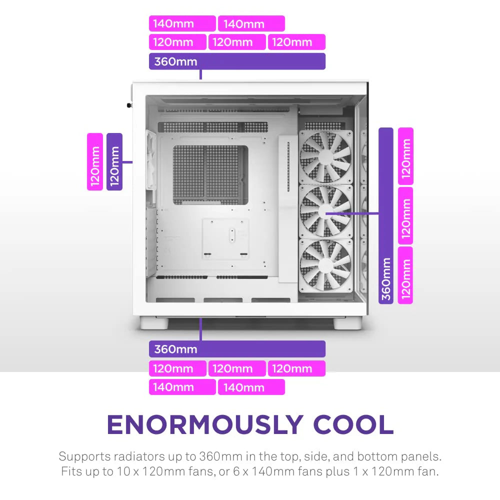 H9 Flow Dual-Chamber ATX Mid-Tower PC Gaming Case