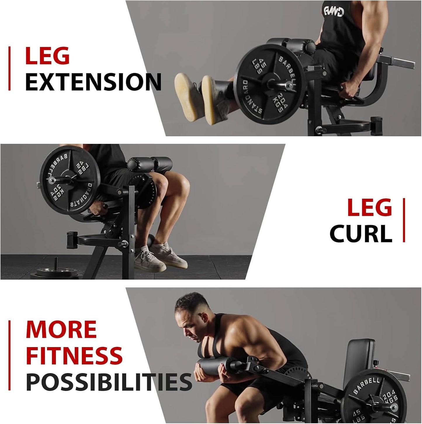 Leg Extension and Curl Machine, Lower Body Special Leg Machine, Adjustable Leg Exercise Bench with Plate Loaded, Leg Rotary Extension for Thigh, Home Gym Weight Machine