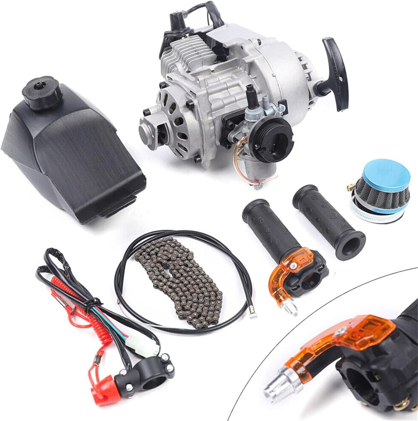 150CC 4 Stroke Engine Motor, Gy6 Single Cylinder Complete Engine Kit for 110cc-150cc Atvs and Go Karts and 11" Long Box Engine Size Scooters High-Flow Oil Pump CVT Carburetor Top Mount