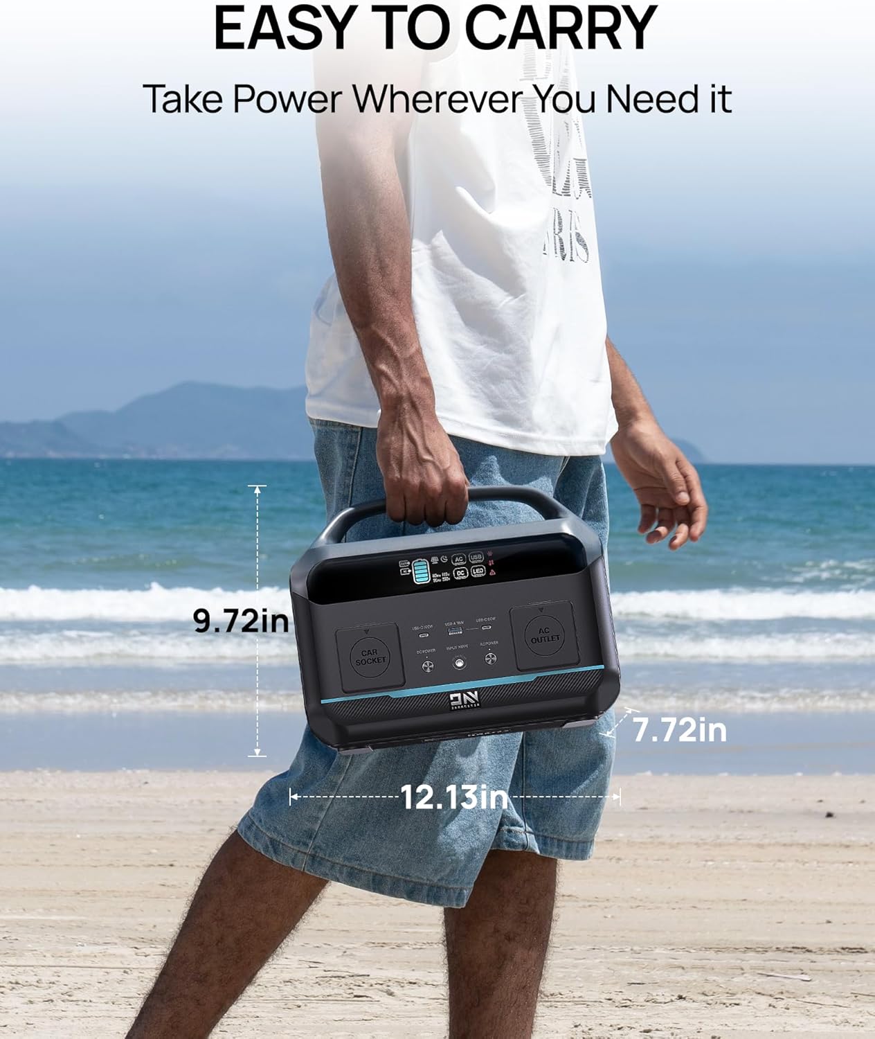 Portable Power Station 56000mAh, 179.2Wh LiFePO4 Battery Backup w/ 2 300W (Peak 600W) AC Outlets, 1.5hrs Fast Charging, Power Bank for Hurricane Emergency/Outdoor Camping/RVs/Home Use