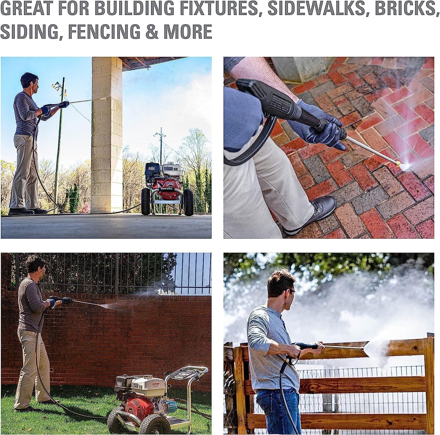 Cleaning ALH3425 Aluminum Series 3600 PSI Gas Pressure Washer, 2.5 GPM, Honda GX200 Engine, Includes Spray Gun and Extension Wand, 5 QC Nozzle Tips, 5/16-inch x 35-foot MorFlex Hose.