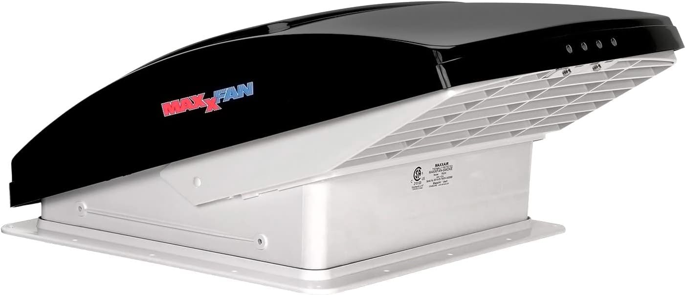 Deluxe - All-In-One RV Vent, Shield & Fan; Built-In Rain Shield, 10 Speed Reversible Fan with Thermostat, Fits Standard 14"x14" Roof Openings, 12V Long Life Motor, White (00-05100K)