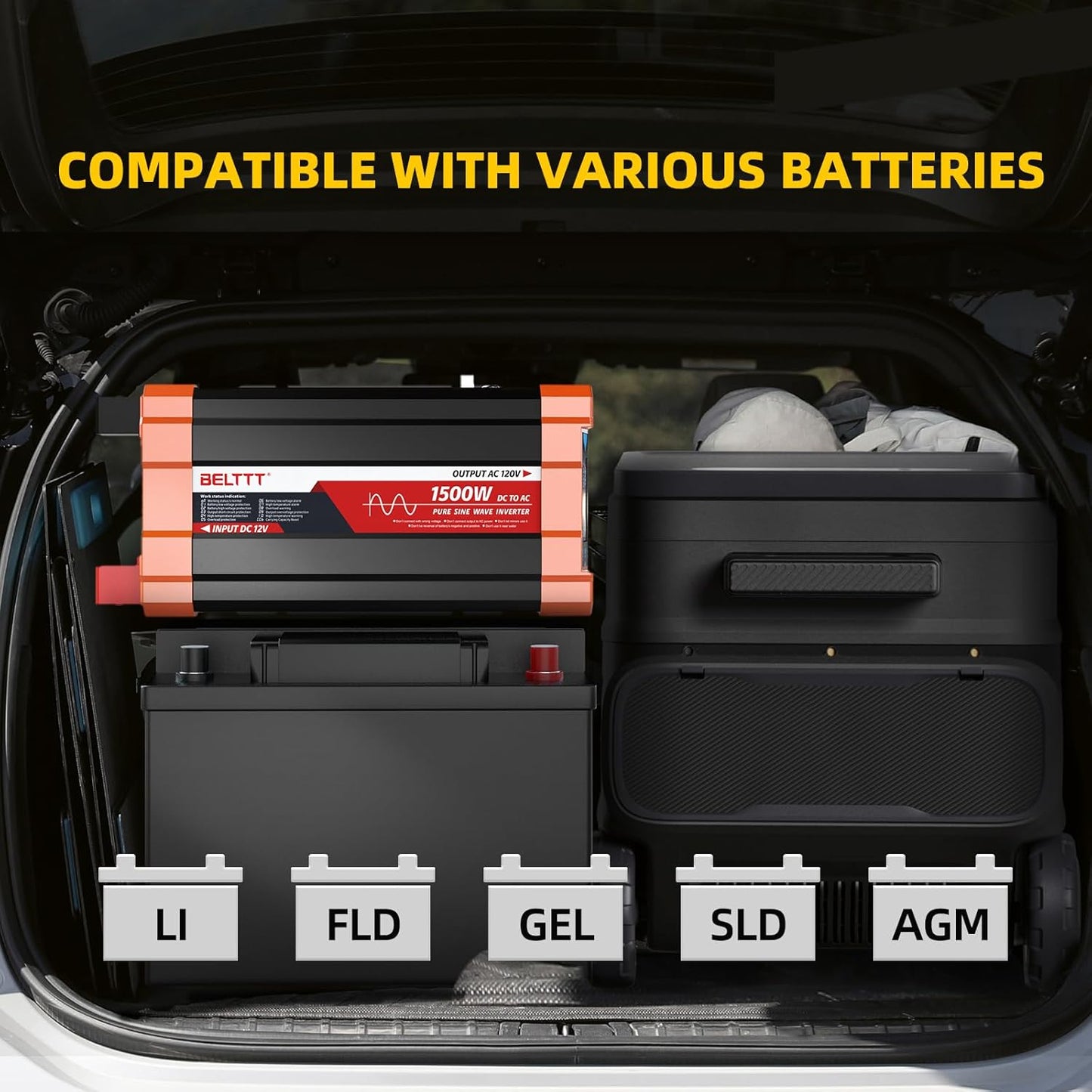 2000W Pure Sine Wave Inverter, Car Power Inverter 12V to 120V AC Converter for RV, Truck, Solar, Outdoor with Dual AC and 20A Socket, 5V 2.1A USB, Surge 4000W, Hardwire Port, Remote Controller