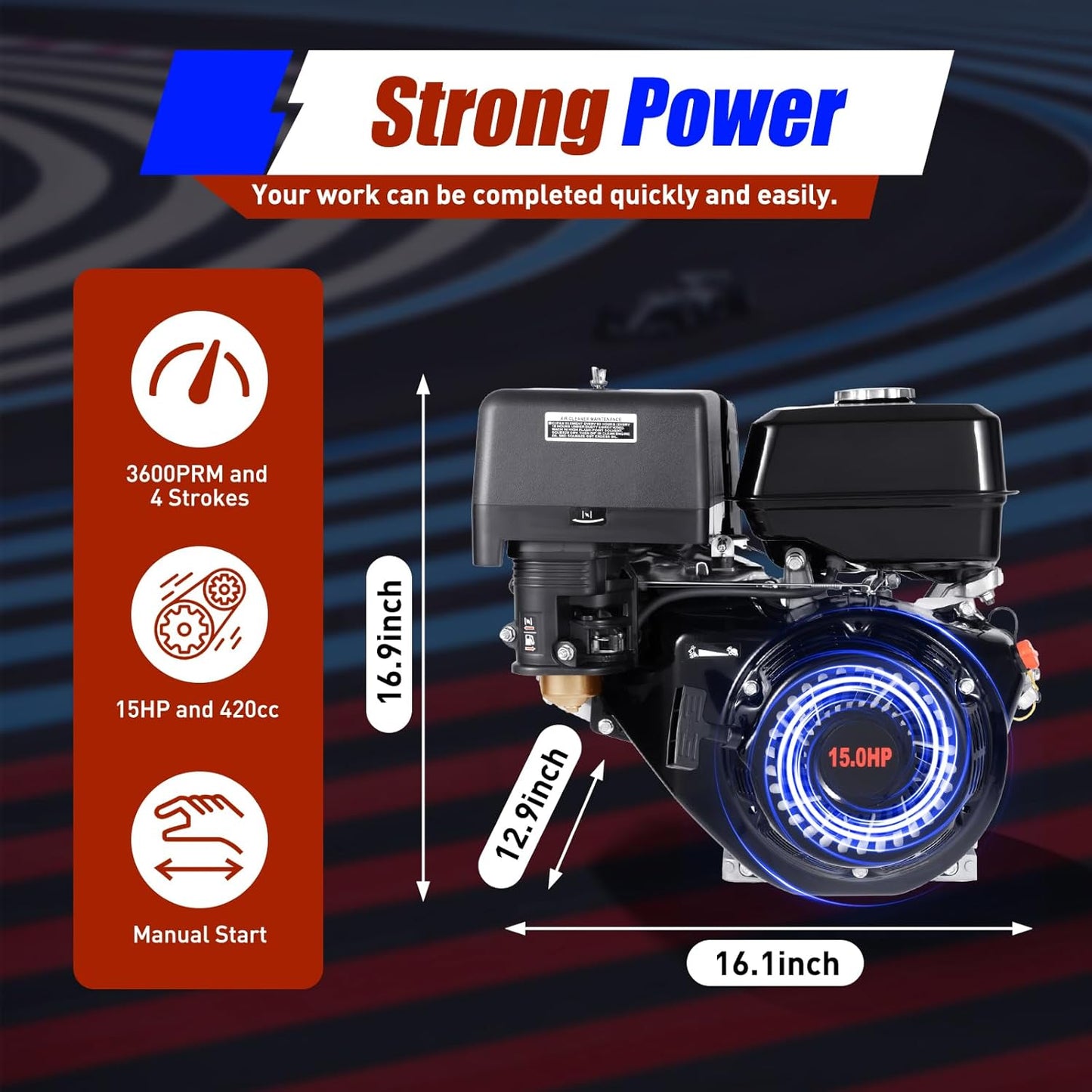 150CC 4 Stroke Engine Motor, Gy6 Single Cylinder Complete Engine Kit for 110cc-150cc Atvs and Go Karts and 11" Long Box Engine Size Scooters High-Flow Oil Pump CVT Carburetor Top Mount