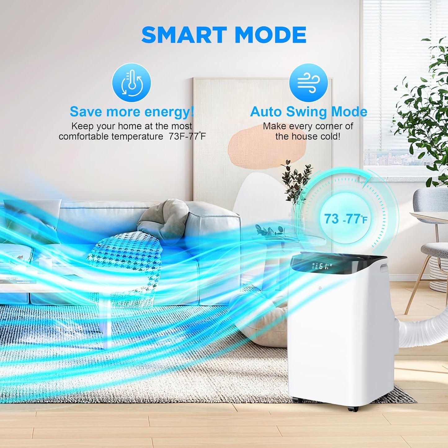 Inverter 16000BTU Portable Air Conditioners with Remote, Free Stand Cooling Portable AC Unit for Room up to 800 sq.ft, with Dehumidifier & Fan, Dual Hose, Quiet Sleep Mode(45dB), Windows Kit