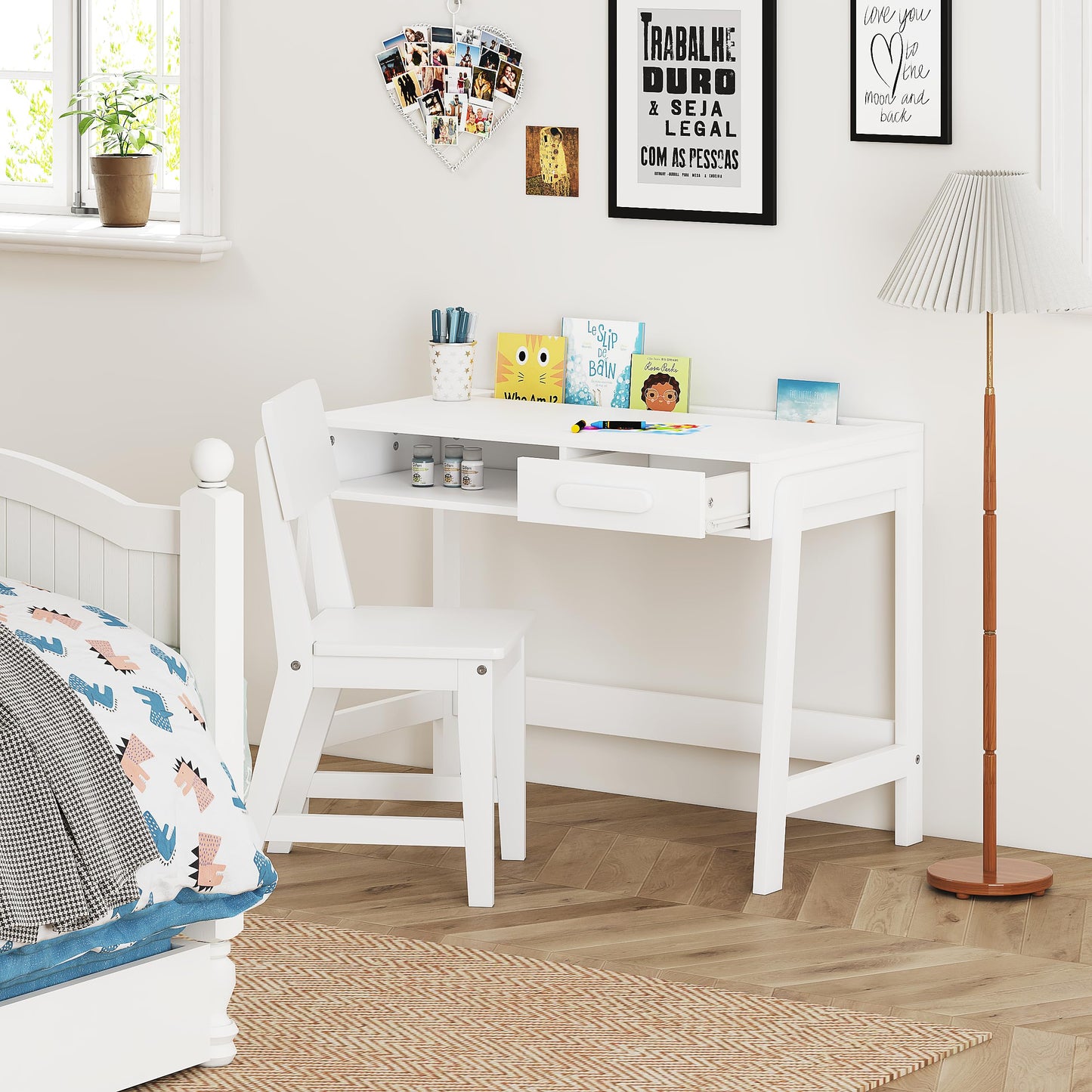Kids Desk and Chair Set for Kids with Drawers