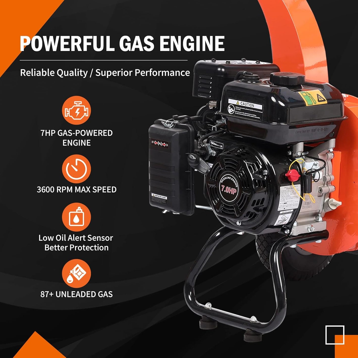 C40 Wood Chipper 4" inch Max Diameter Capacity 9 HP 274cc Gas Powered Engine Heavy Duty Shredder Mulcher
