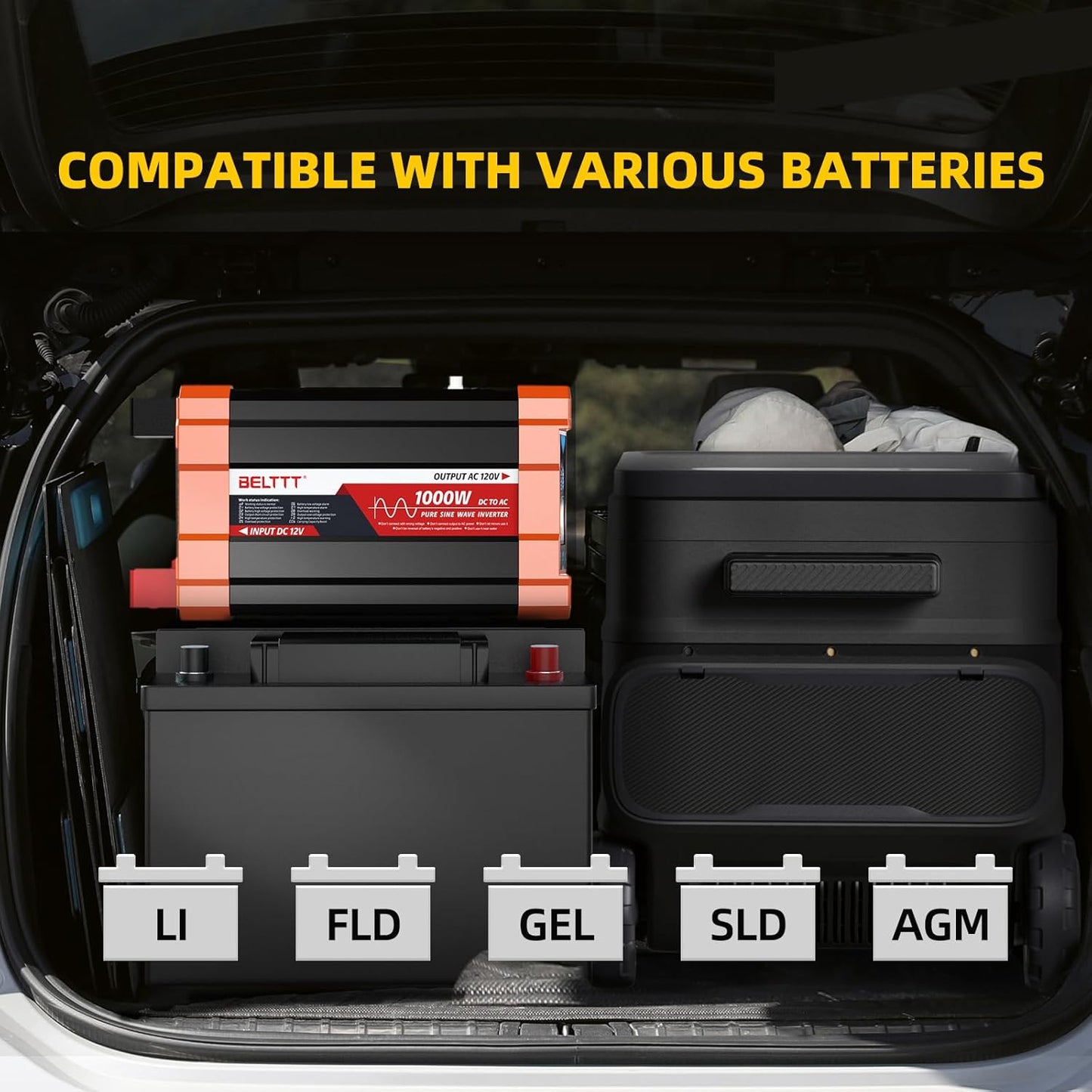 2000W Pure Sine Wave Inverter, Car Power Inverter 12V to 120V AC Converter for RV, Truck, Solar, Outdoor with Dual AC and 20A Socket, 5V 2.1A USB, Surge 4000W, Hardwire Port, Remote Controller