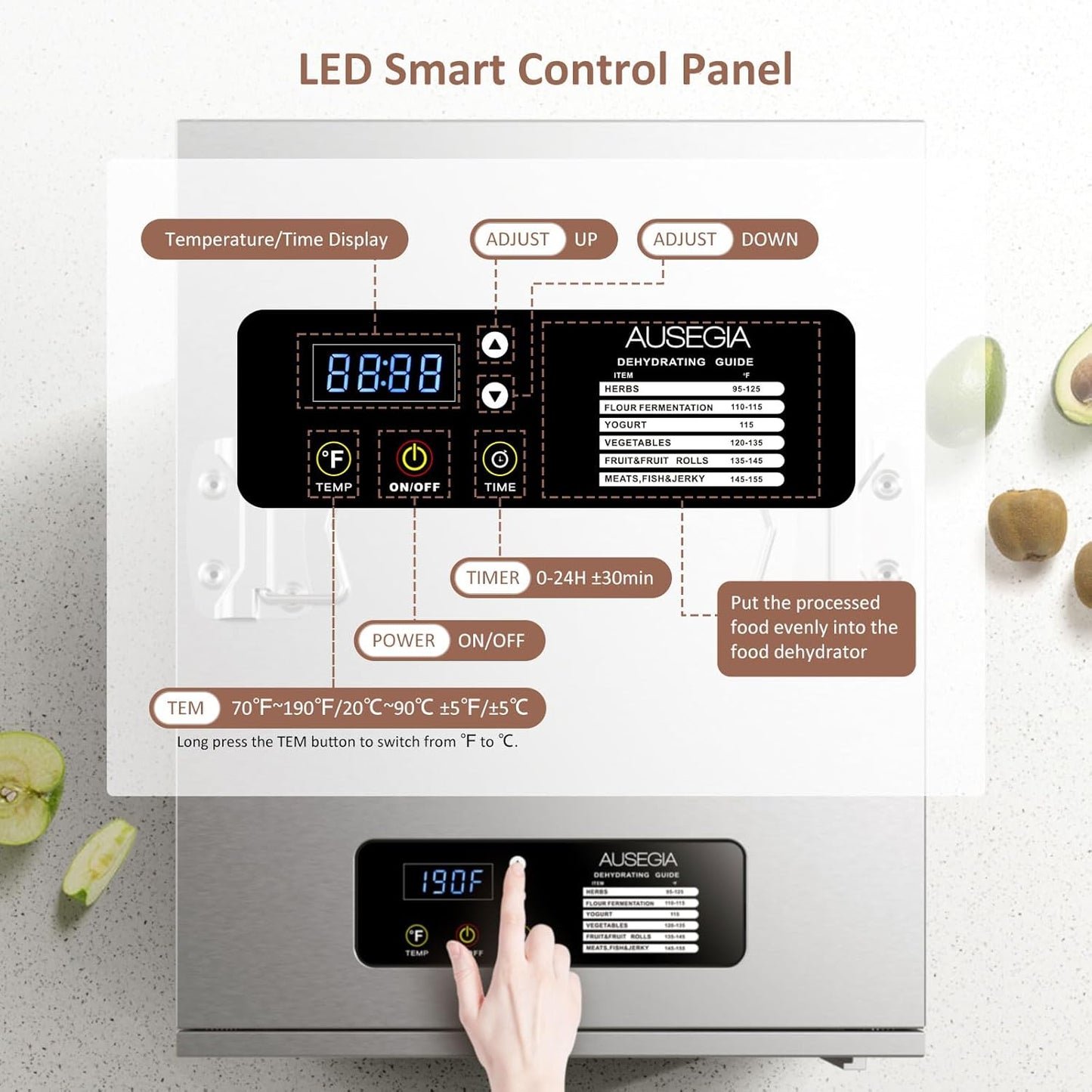 Commercial Large 12 Trays Food Dehydrator, Usable Area up to 22.67ft, 1200W Full Stainless Steel Dryer Machine, up to 190�� Temperature, for Meat, Fruit, Veggies, Beef, Herbs, Pet Foods