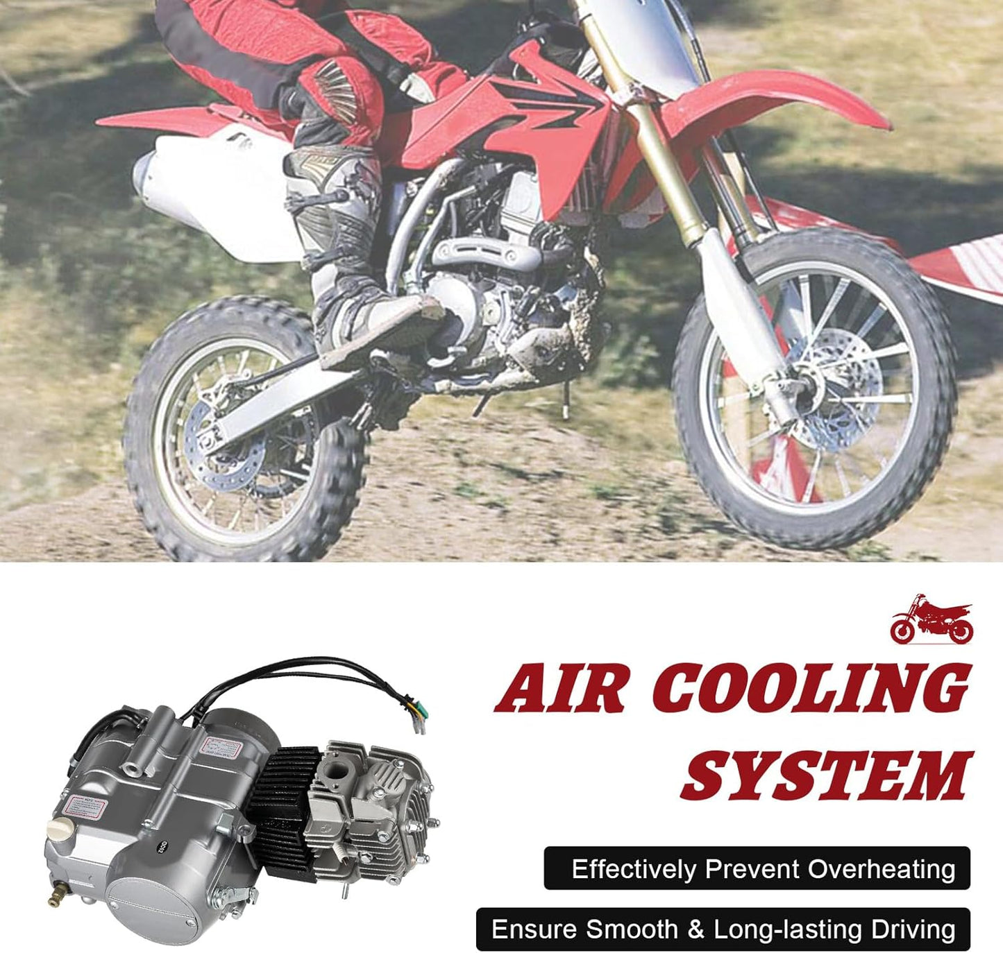 150CC 4 Stroke Engine Motor, Gy6 Single Cylinder Complete Engine Kit for 110cc-150cc Atvs and Go Karts and 11" Long Box Engine Size Scooters High-Flow Oil Pump CVT Carburetor Top Mount