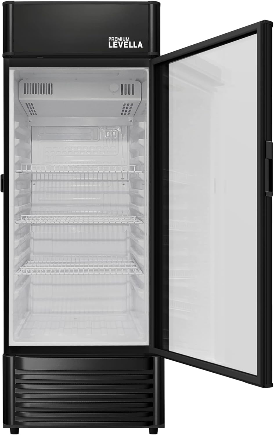 PRF125DX Glass Door Display Refrigerator 12.5 cu ft Commercial Beverage Cooler Merchandiser With Customizable Lightbox - Silver