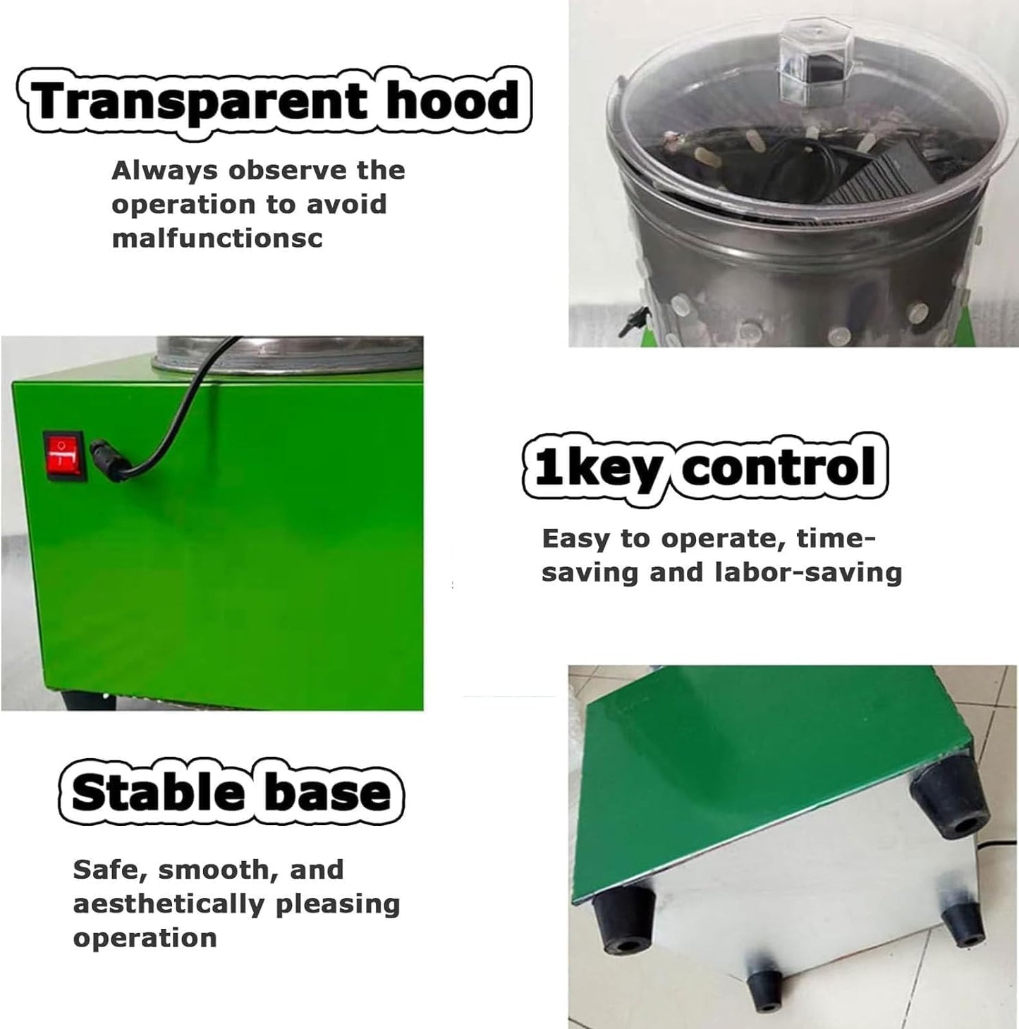 Chicken Plucker, Poultry De-featherer with 110 Rubber Fingers, 60W High-Efficiency Hair Plucking, Stainless Steel, for Duck Goosey Farm