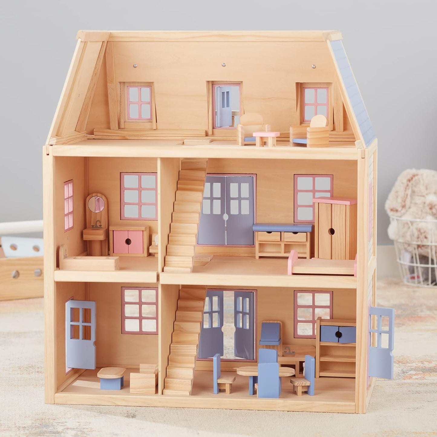 Wooden multi-layer dollhouse Wooden multi-layer children's imaginative playhouse