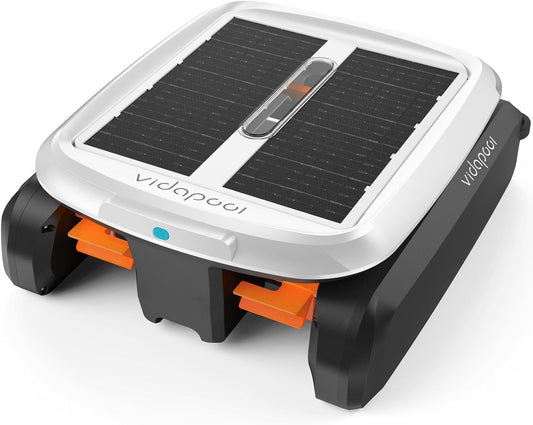 Solar Powered Automatic Robotic Pool Skimmer Cleaner,Solar Pool Surface Cleaner Dual Mode with Obstacle Avoidance Daytime 锛� Overnight Continuous Cleaning Ideal for All Swimming Pool-White