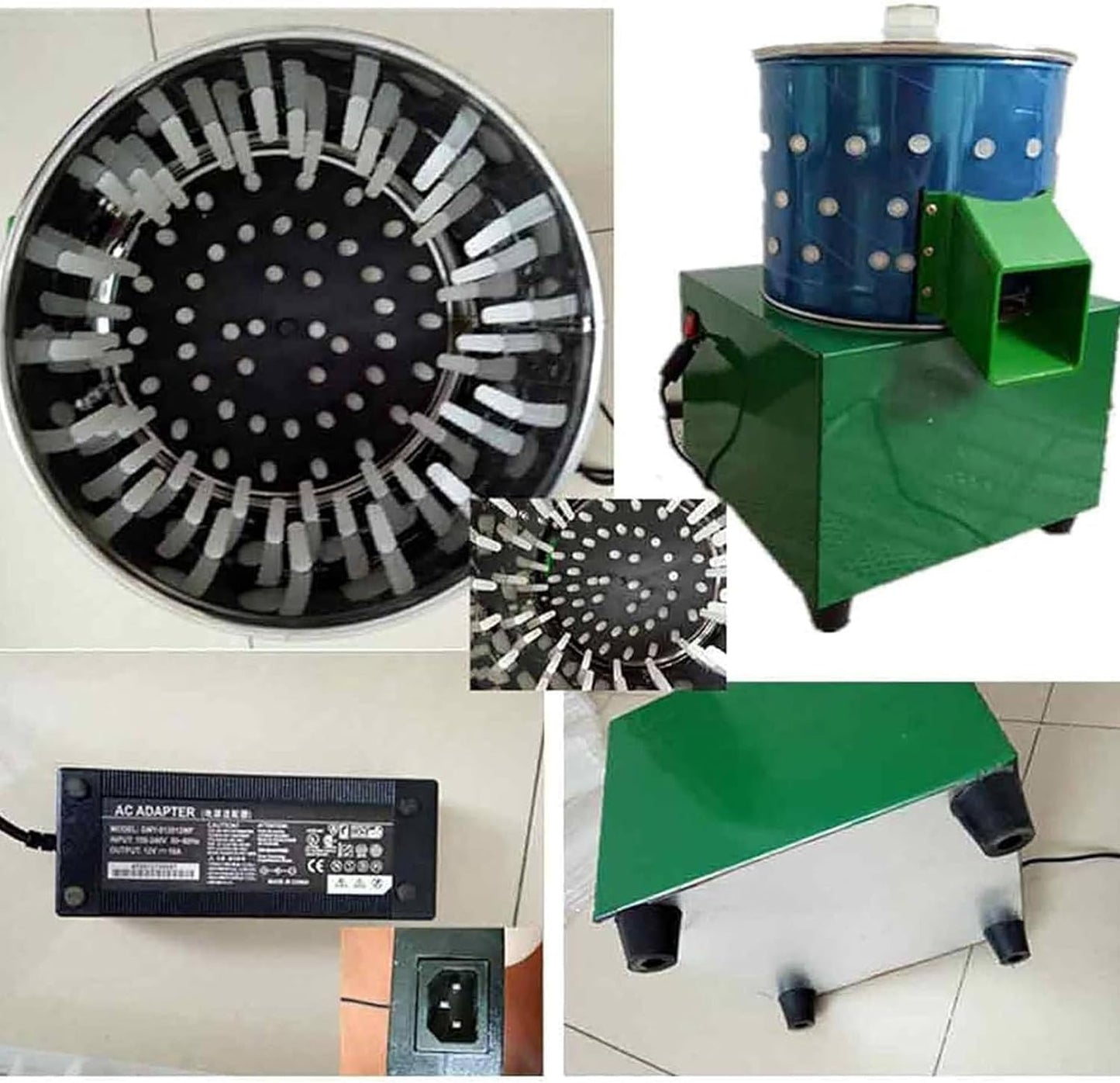 Chicken Plucker, Poultry De-featherer with 110 Rubber Fingers, 60W High-Efficiency Hair Plucking, Stainless Steel, for Duck Goosey Farm