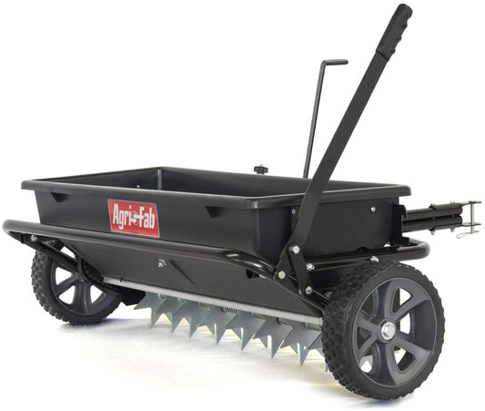 Tow-Behind Lawn & Garden Spiker/Seeder/Drop Spreader for Seed,Fertilizer, Salt, Ice Melt; Designed to Pull Behind Lawn & Garden Tractors