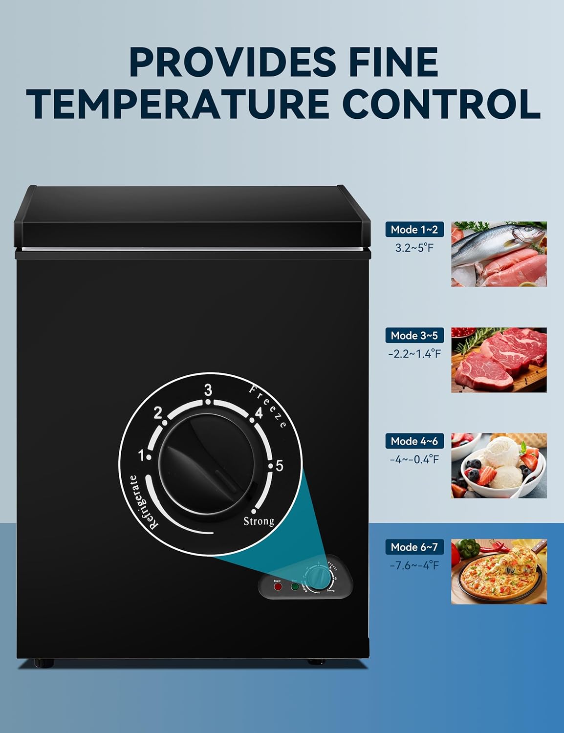 7.0 Cu Ft Chest Freezer - Energy Efficient & Quiet Mini Freezer with Adjustable Thermostat - Compact Deep Freezer for Home, Apartment, and Garage - Removable Basket & Defrost Drain