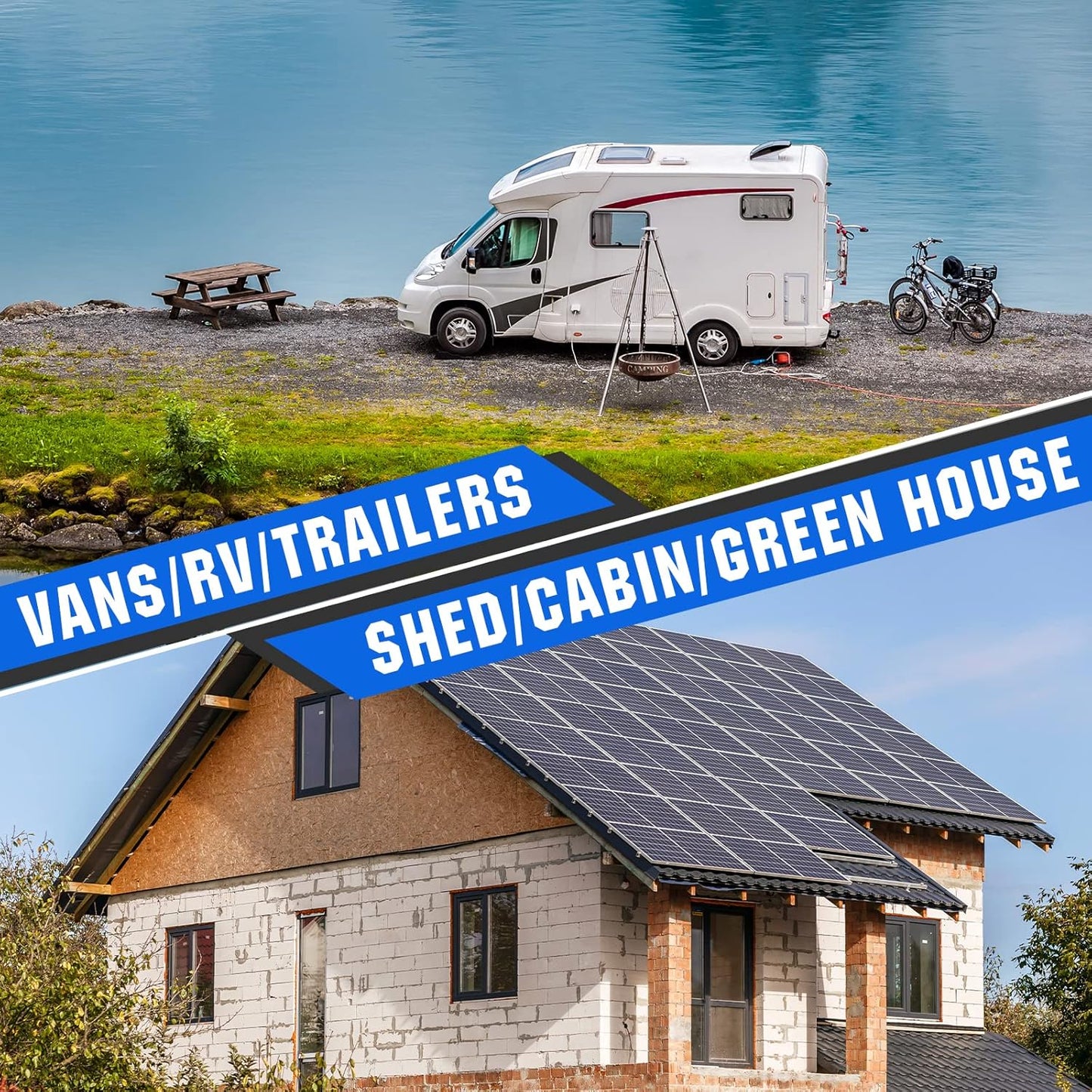 200 Watts 12 Volt/24 Volt Solar Panel Kit with High Efficiency Monocrystalline Solar Panel and 30A PWM Charge Controller for RV, Camper, Vehicle, Caravan and Other Off Grid Applications