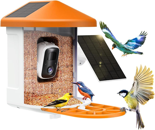 Bird Feeder with Camera with AI Identify Birds Species Solar Panel, Smart Bird House with Cam, 2K Live View, Instant Arrival Alerts