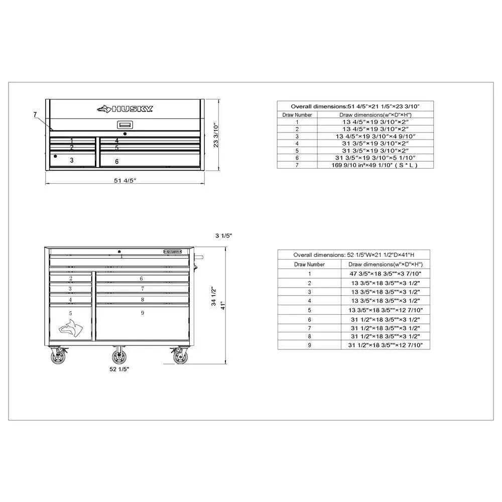 INDUSTRIAL 52 IN. W X 21.5 IN. D 9-DRAWER TOOL CHEST ROLLING CABINET IN MATTE BLACK