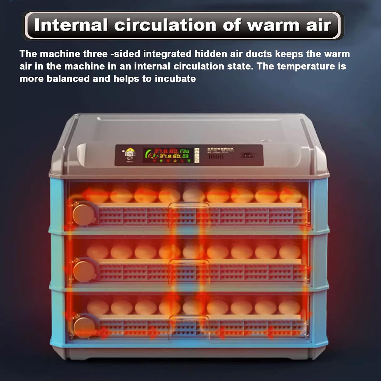 Egg Incubator, 192/256/500 Egg Incubator, Poultry Hatcher Machine with Automatic Egg Turning, Temperature & Humidity Control and LED Screen, General Purpose Incubator for Chickens Ducks Birds,500