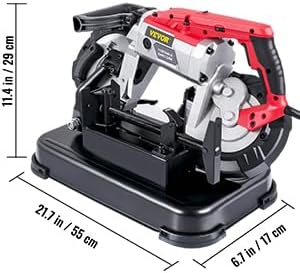 Portable Band Saw, 110V Removable Alloy Steel Base Corded Band Saw, 5 Inch Cutting Capacity Hand held Band Saw,Variable Speed Portable Bandsaw, 10Amp Motor Deep Cut Band saw for Metal Wood