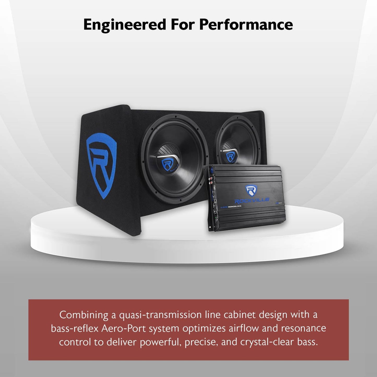 RV12.2B 1200W Dual 12" Car Subwoofer Enclosure+Mono Amplifier+Amp Kit