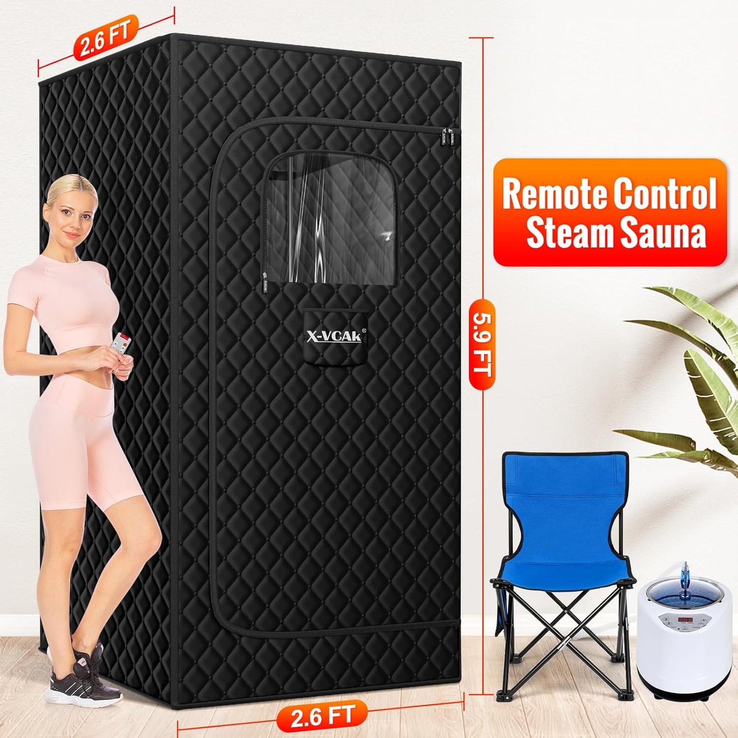 Upgraded Sauna Box for Relaxation, Detoxification, Portable Steam Sauna for Home with Steamer, 9 Levels, 2.6�� x 2.6�� x 5.9��