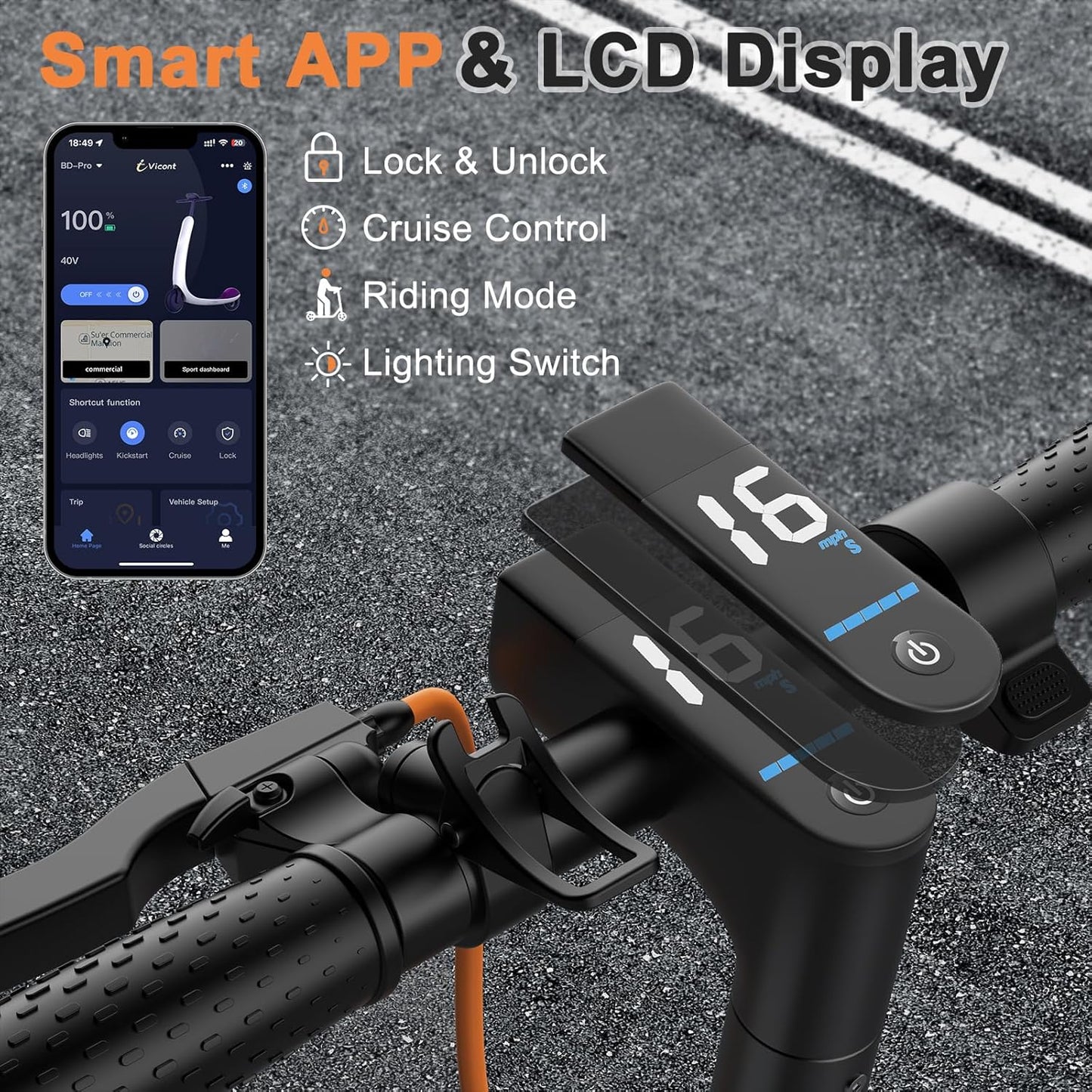 Electric Scooter, 350W Motor, 187Wh/281Wh Battery, 16/19Mph Top Speed, 8.5''Tires, Dual Braking, Folding Scooter