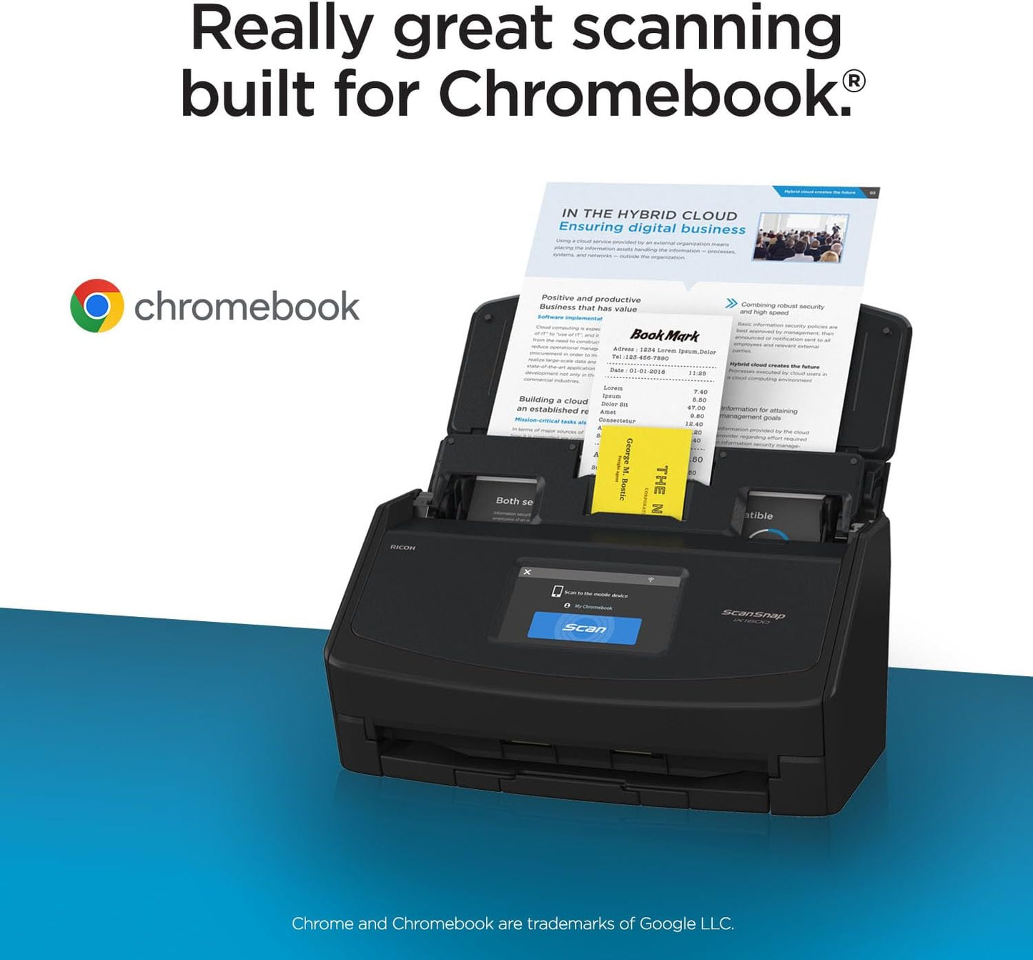 iX1600 Wireless or USB High-Speed Cloud Enabled Document, Photo & Receipt Scanner with Large Touchscreen and Auto Document Feeder for Mac or PC, 17 watts, Black