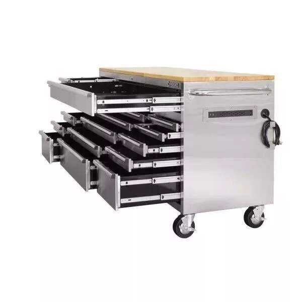 Heavy-Duty 52 in. W 9-Drawer, Deep Tool Chest Mobile Workbench in Matt