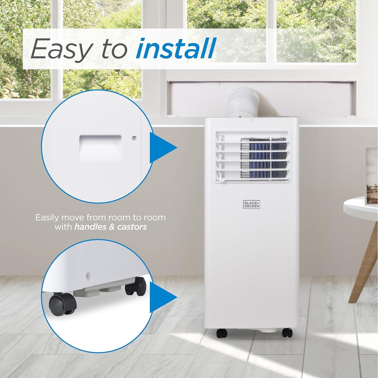 Portable Air Conditioner, 12,000 BTU (8,000 BTU SACC) for Rooms up to 550 Sq. Ft., Portable AC with Follow Me Remote Control and Window Kit, BPACT12WT, White