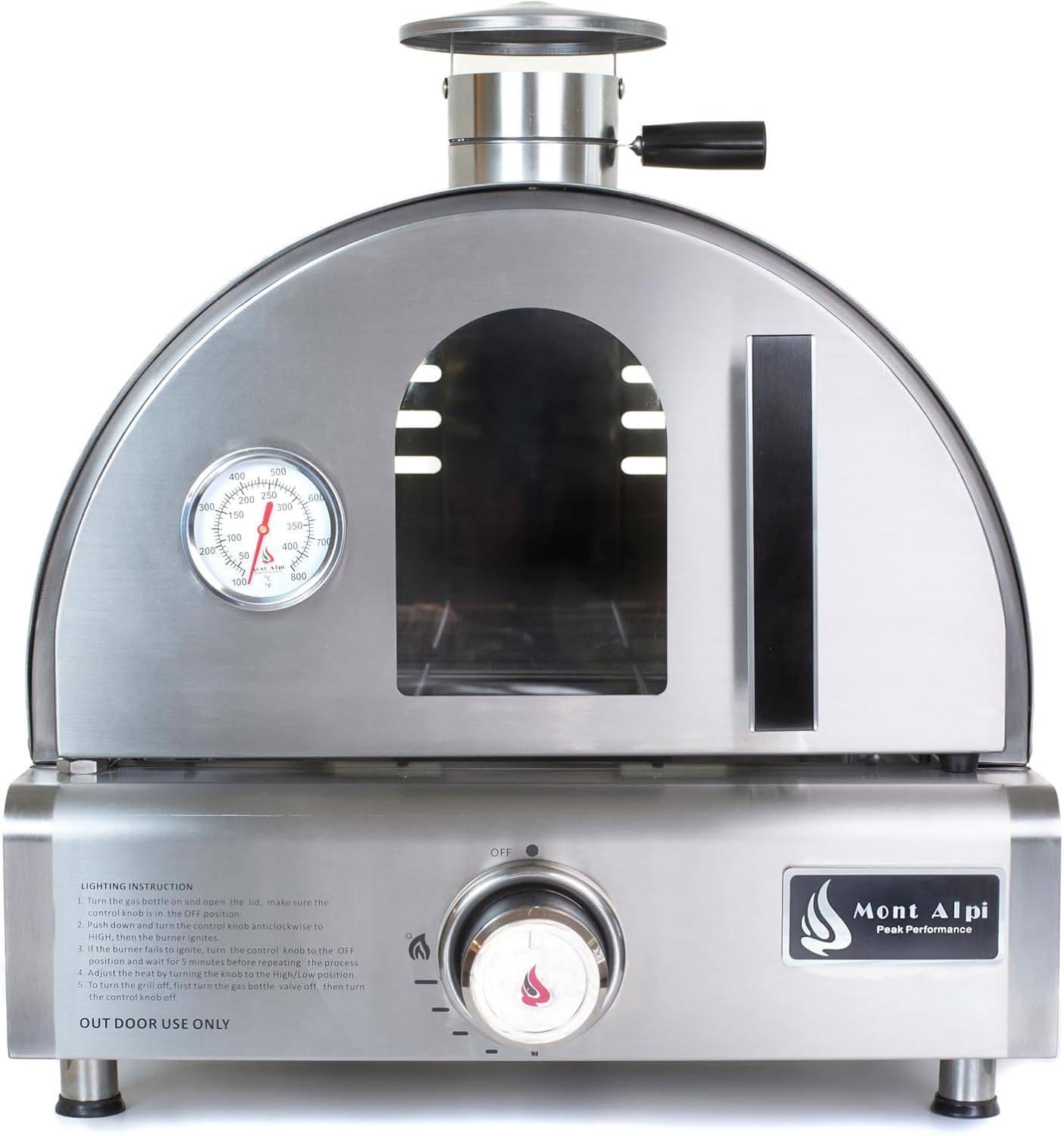 MAPZ-SS 12000 BTU Multi-Fuel Countertop Table Top Stainless Steel Portable Outdoor Cooking Kitchen Backyard Propane Gas Pizza Making Baking Oven Roasting Grill - Pizza Stone Included
